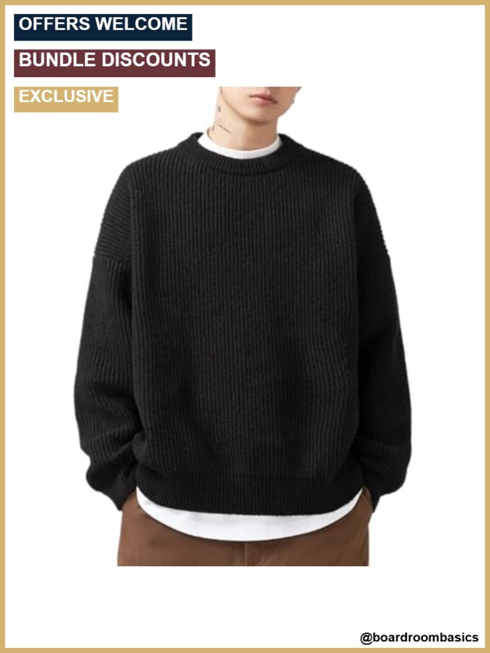 Men's Vintage Grandpa Crewneck Knitted Sweatshirt Pullover Y2K Streetwear